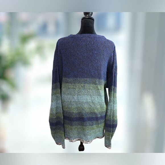 Anthropologie Cousin Johnny Merino Wool Multicolor Pullover Jumper Sweater Sz L - Picture 3 of 12